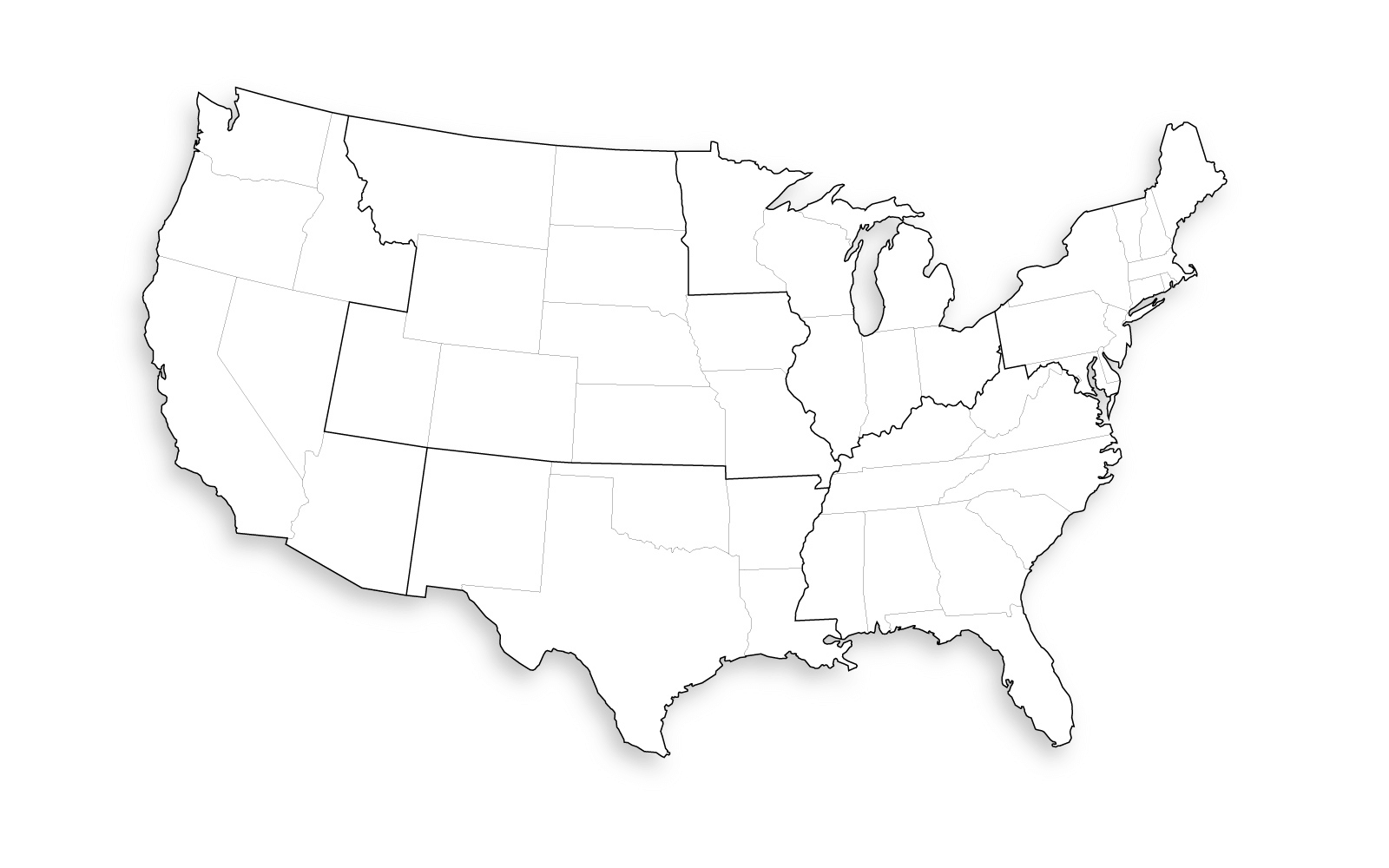 U.S.A outlined map
